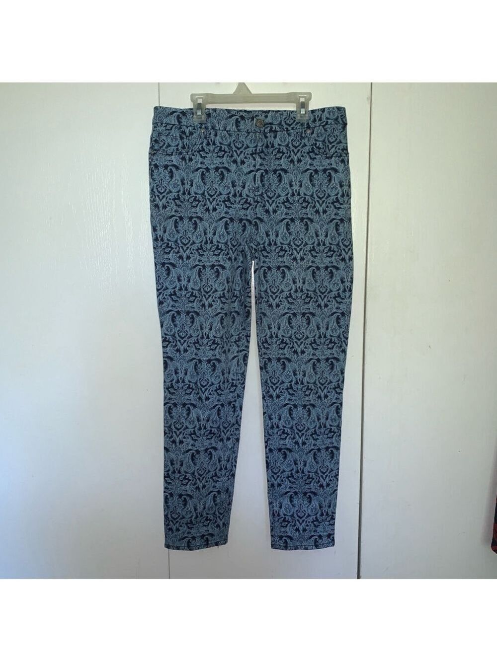 Women's Chico's Pants Size 1 Regular Blue Floral Print